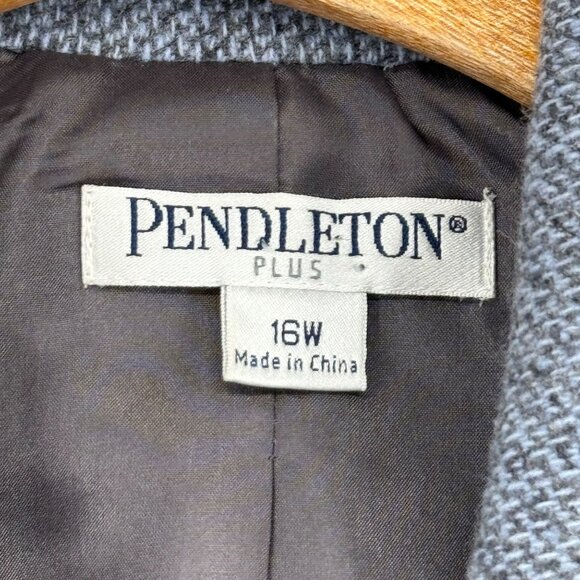 Pendleton Plus Women's Blazer size16W Gray blue Wool Two-Button Jacket - Picture 2 of 9